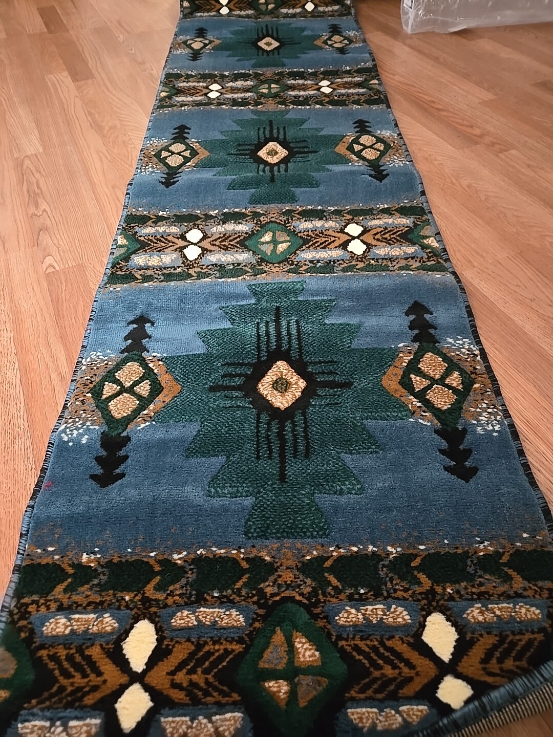 7 FT X 2 FT 1. INCH Handmade Perssian Wool Runner Rug LT BLUE/GREEN