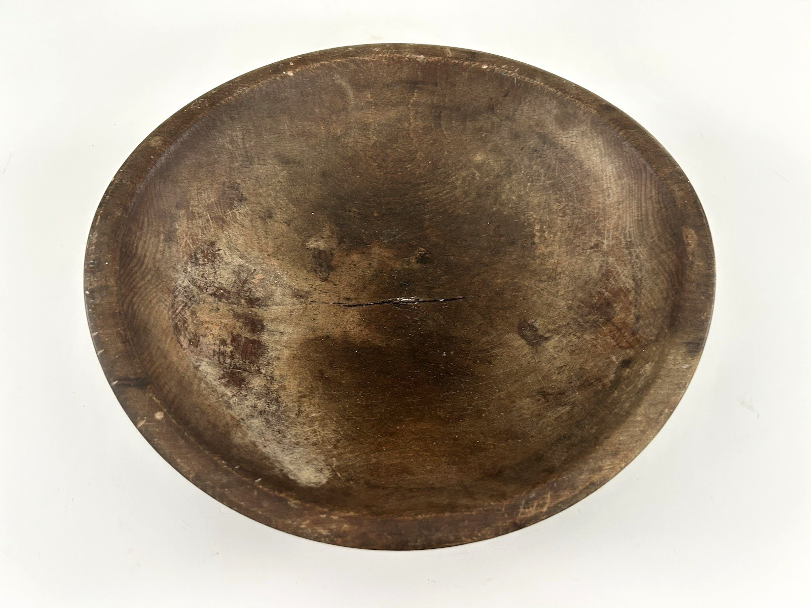 Primitive early out of round 11″-12″ Wooden hand turned farmhouse Dough Bowl