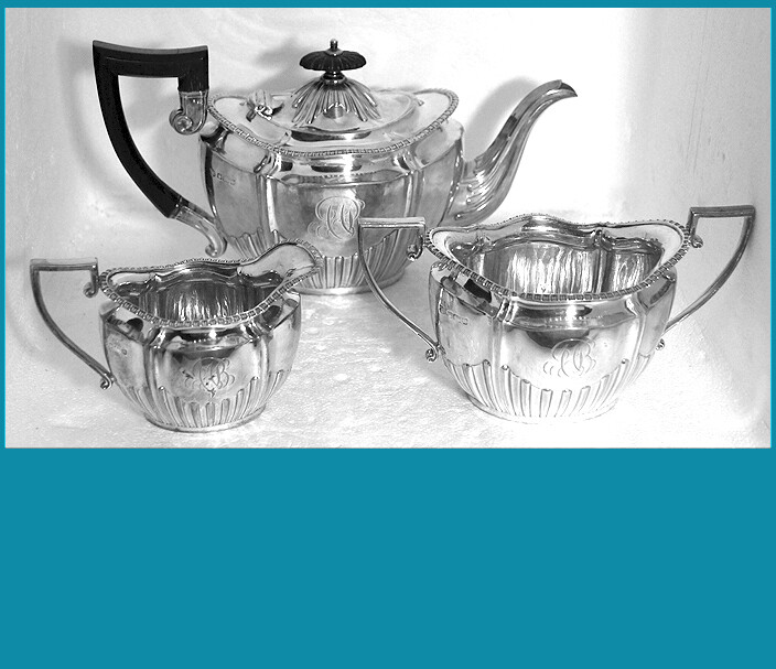 English sterling silver individual (bachelor) Tea set pieces SHEFFIELD 1905 -6