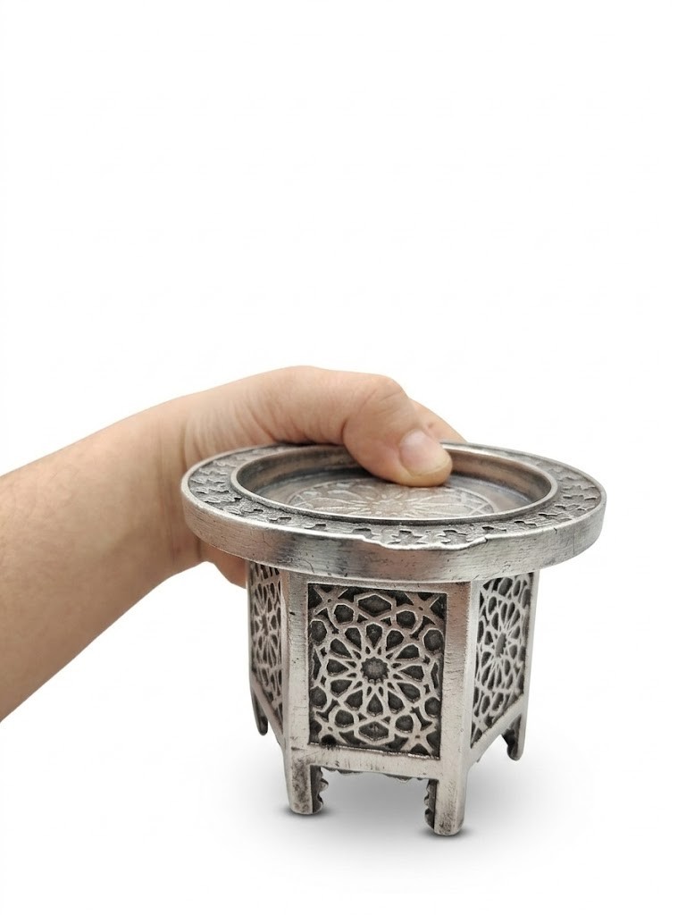 Antique Zinc Alloy Arabic Incense Burner Islamic Geometric Bakhoor Oud Holder
