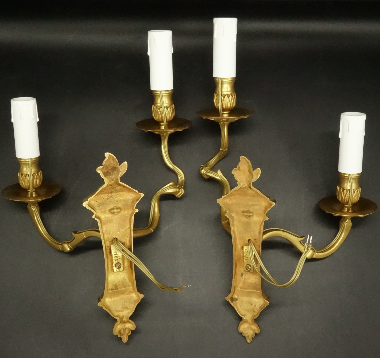 LARGE PAIR OF WALL SCONCES LOUIS XVI STYLE ERA 19TH-GILT BRONZE – FRENCH ANTIQUE