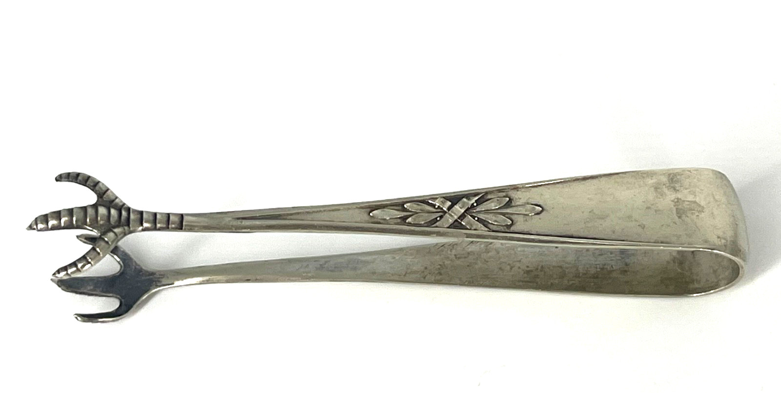 Victorian Art Nouveau Alpacca Silver Sugar Tongs Vintage Tea Ice Cube Talons