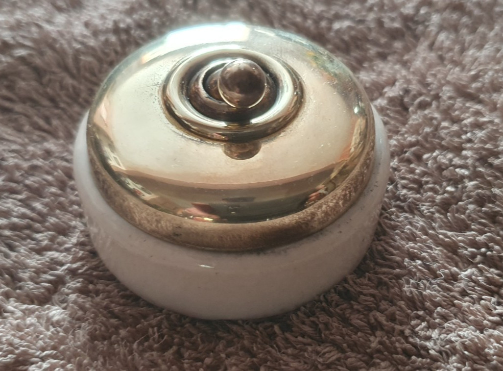 Antique Wandsworth Brass & Ceramic Light Switch Dolly Toggle Vintage