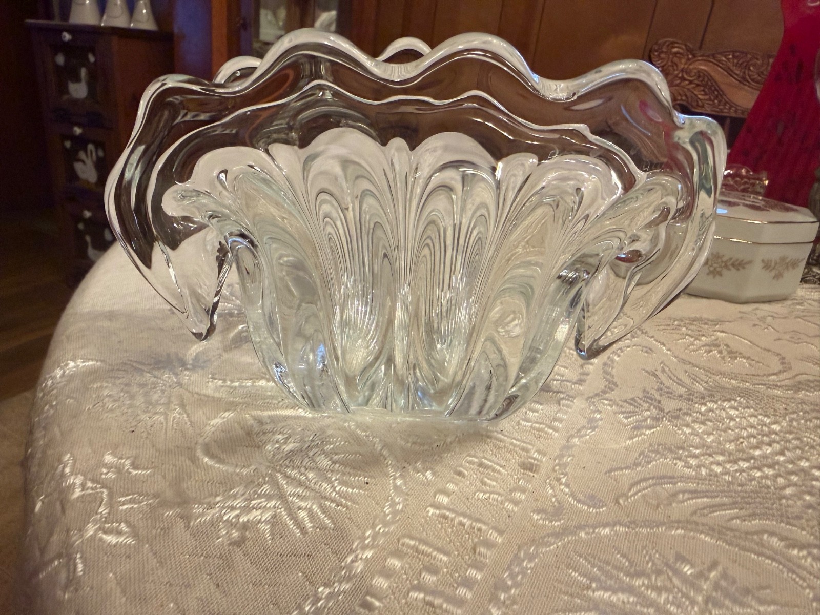 Archimede Seguso Murano Art Glass Clam Shell Sculpture 8in wide by 4 inches tall