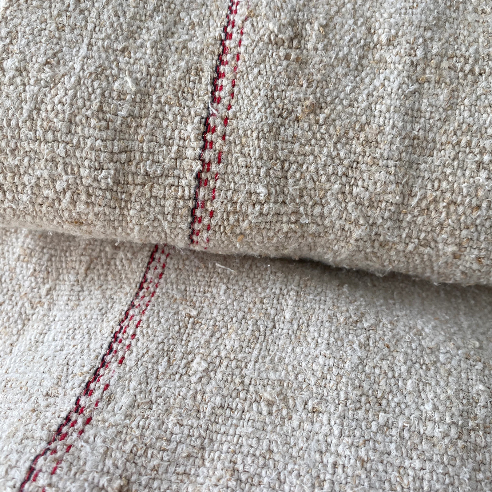Nubby fabric hand woven homespun hemp Grainsack linen organic natural material