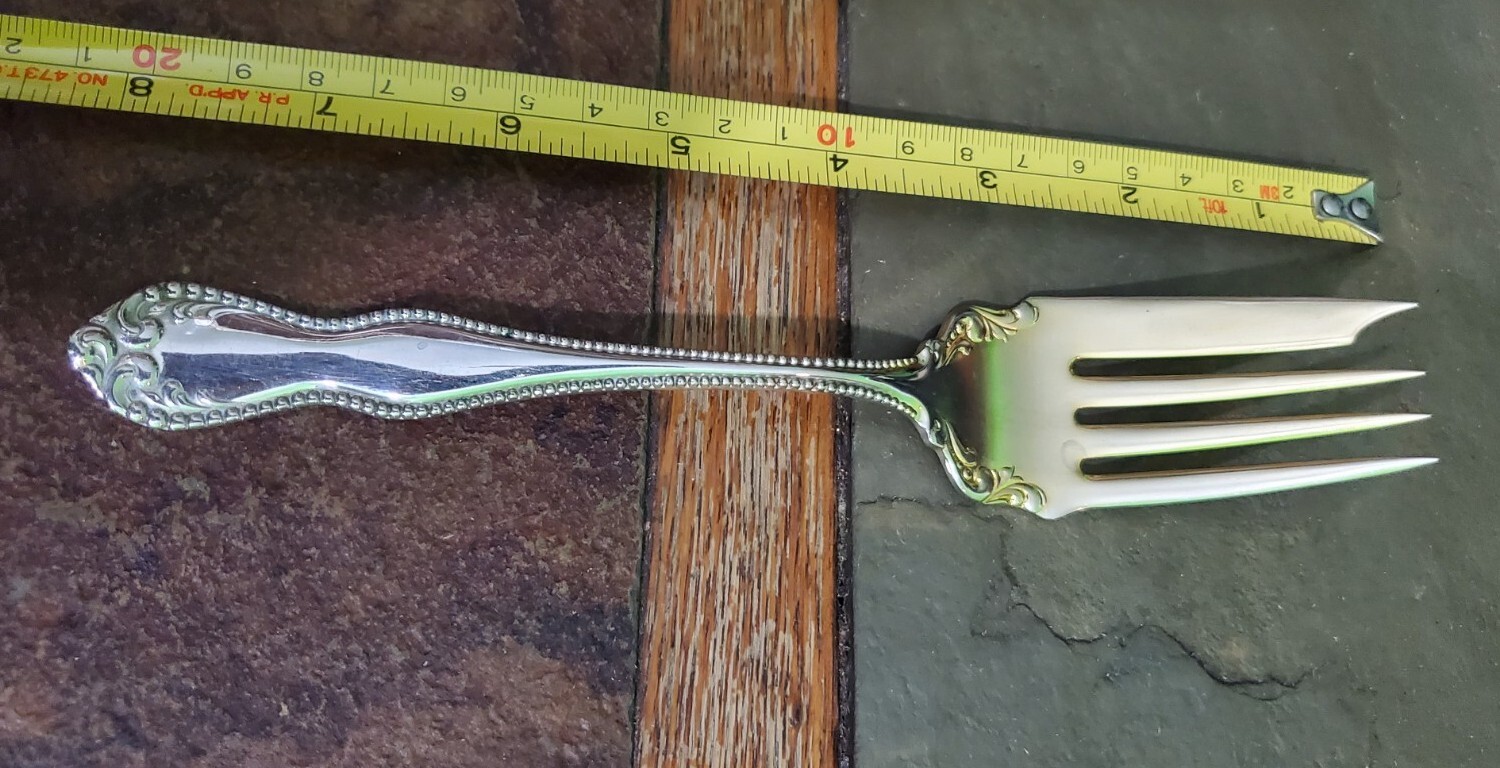 ANTIQUE c1898! PEARL ⚪️ AKA FENWICK SILVERPLATED “7 5/8” MEAT 🥩SERVING FORK