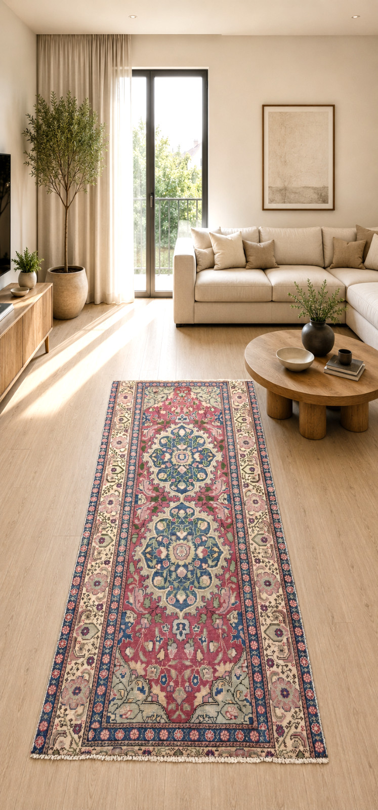 Red Antique Handmade Medallion Runner, 2.7×5.8ft, Vintage Oriental Entryway Rug,