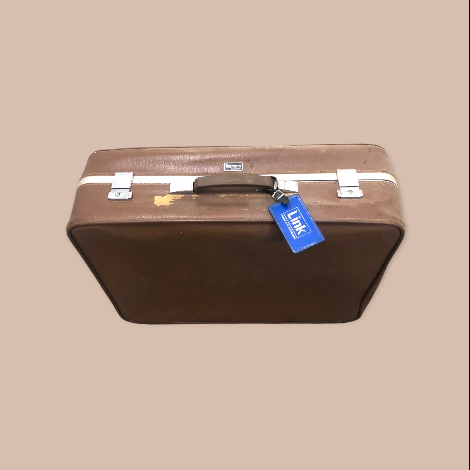 VINTAGE Suitcase – The Wallstreeter by Earhart, Brown Leather Antique Luggage