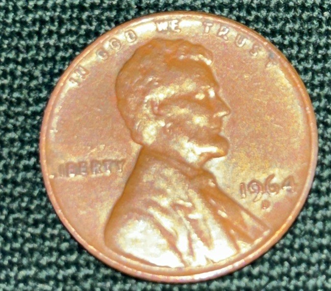 1964 D Lincoln penny “L” Liberty on rim error.
