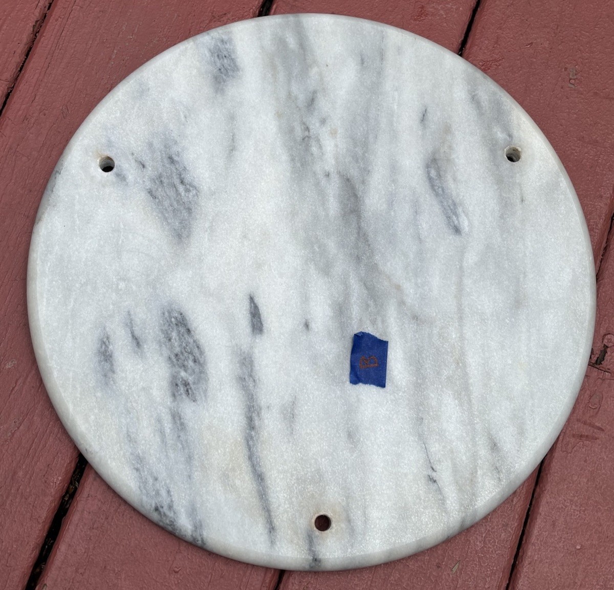 Vintage 15″ Solid Italian Marble Replacement Table Top 3 HOLE For Tiered Stand
