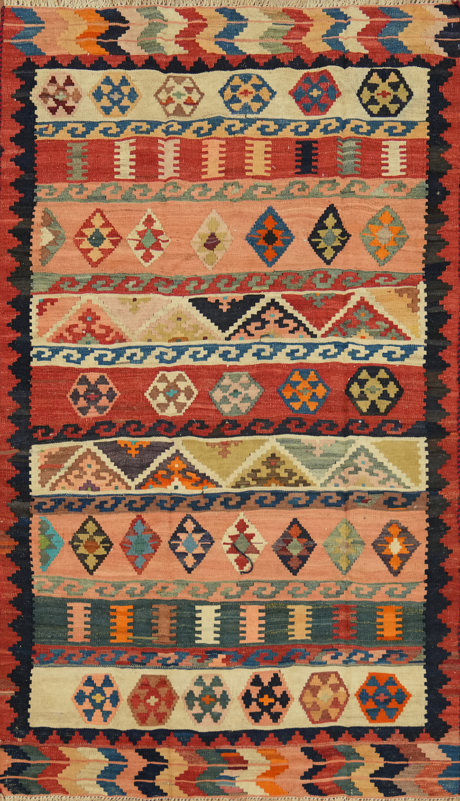 Vegetable Dye Pastel Color Wool Kilim Rug Flat weave Tribal Reversible Rug 4×7