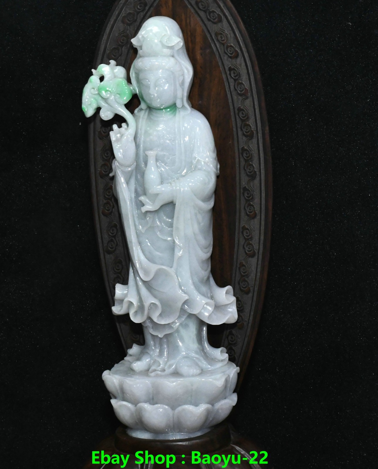 19.6”Natural Emerald Jadeite Jade Kwan-yin GuanYin Quanyin Buddha Statue