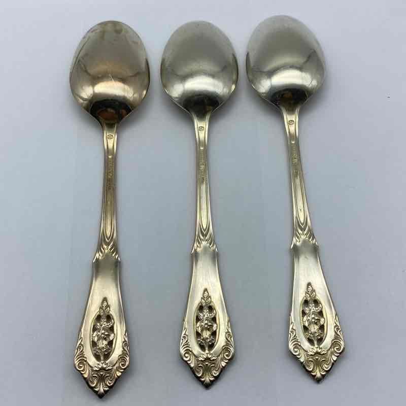 Wallace Rose Point Sterling Silver Teaspoons 3 Piece Set 6 Inch Flatware