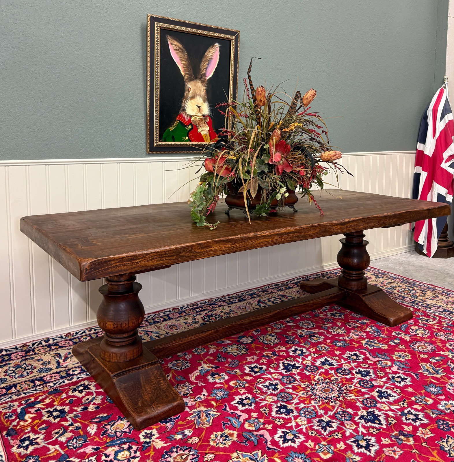 Antique French Dining Farmhouse Monk Refectory Monastery Table Baluster Pedestal