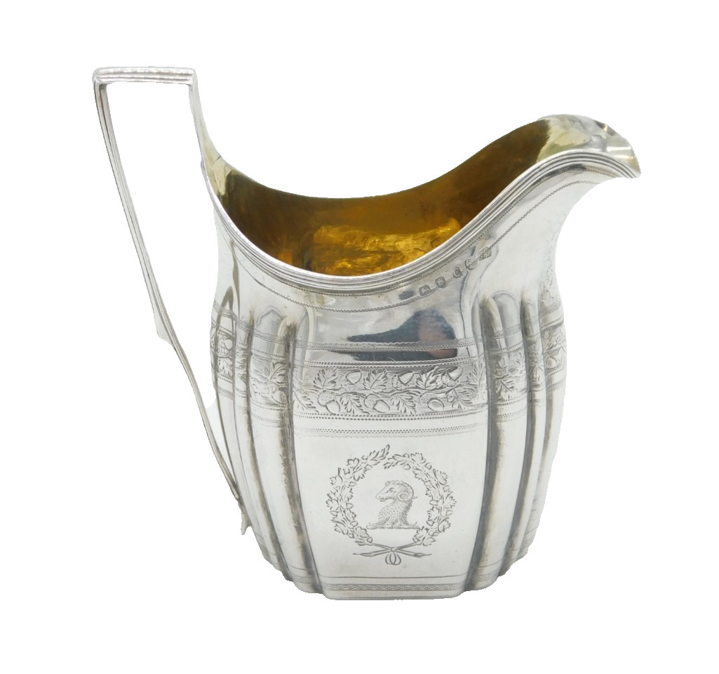 George III Sterling Silver Heraldic Crested Cream Jug Antique 1798 London
