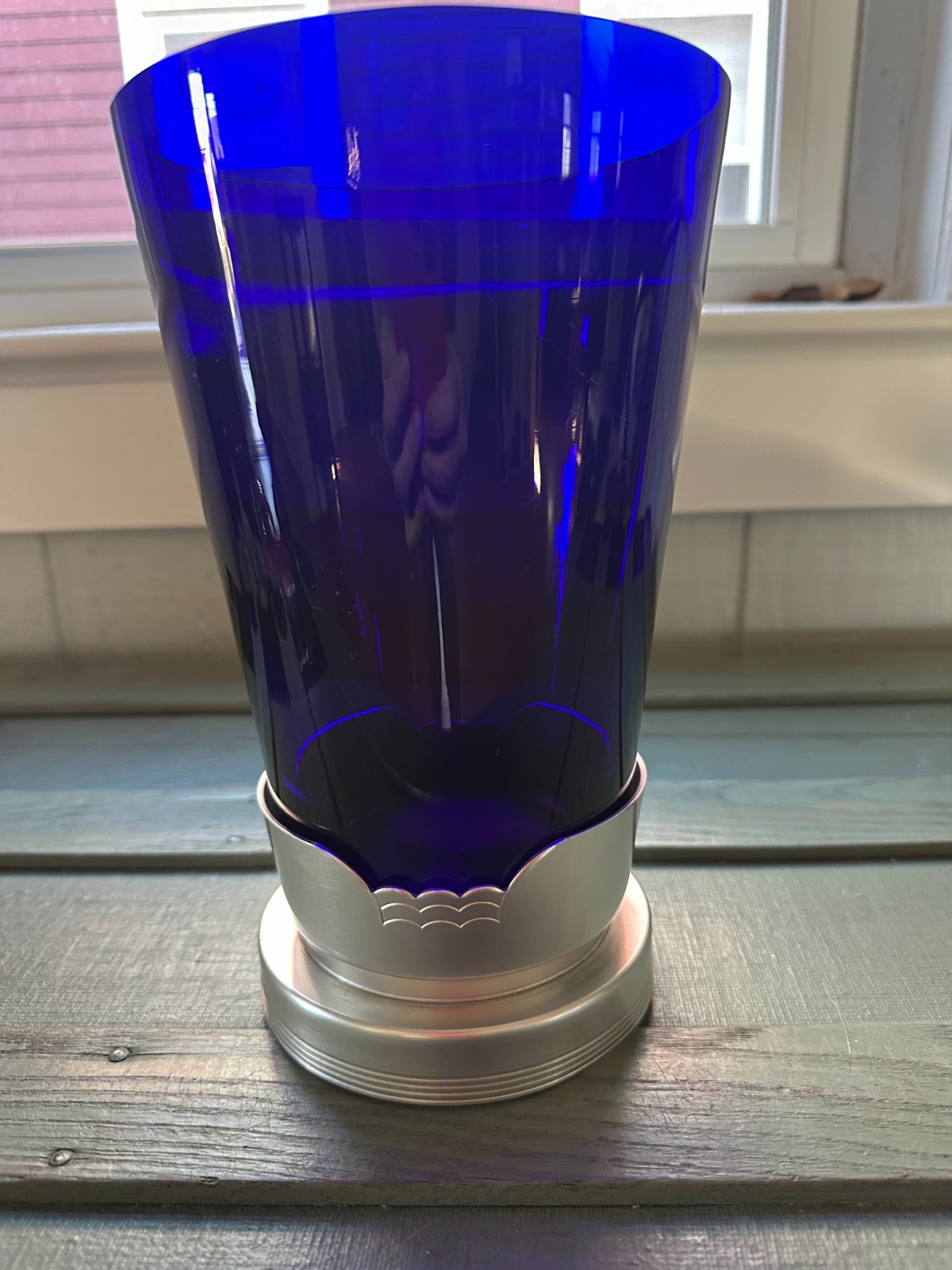 Vintagee Kensington Aluminum Gainesborough Cobalt Glass Vase