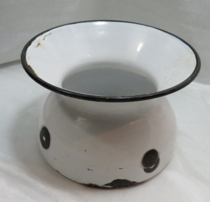 Antique 1800s Century Spittoon White Porcelain on Steel
