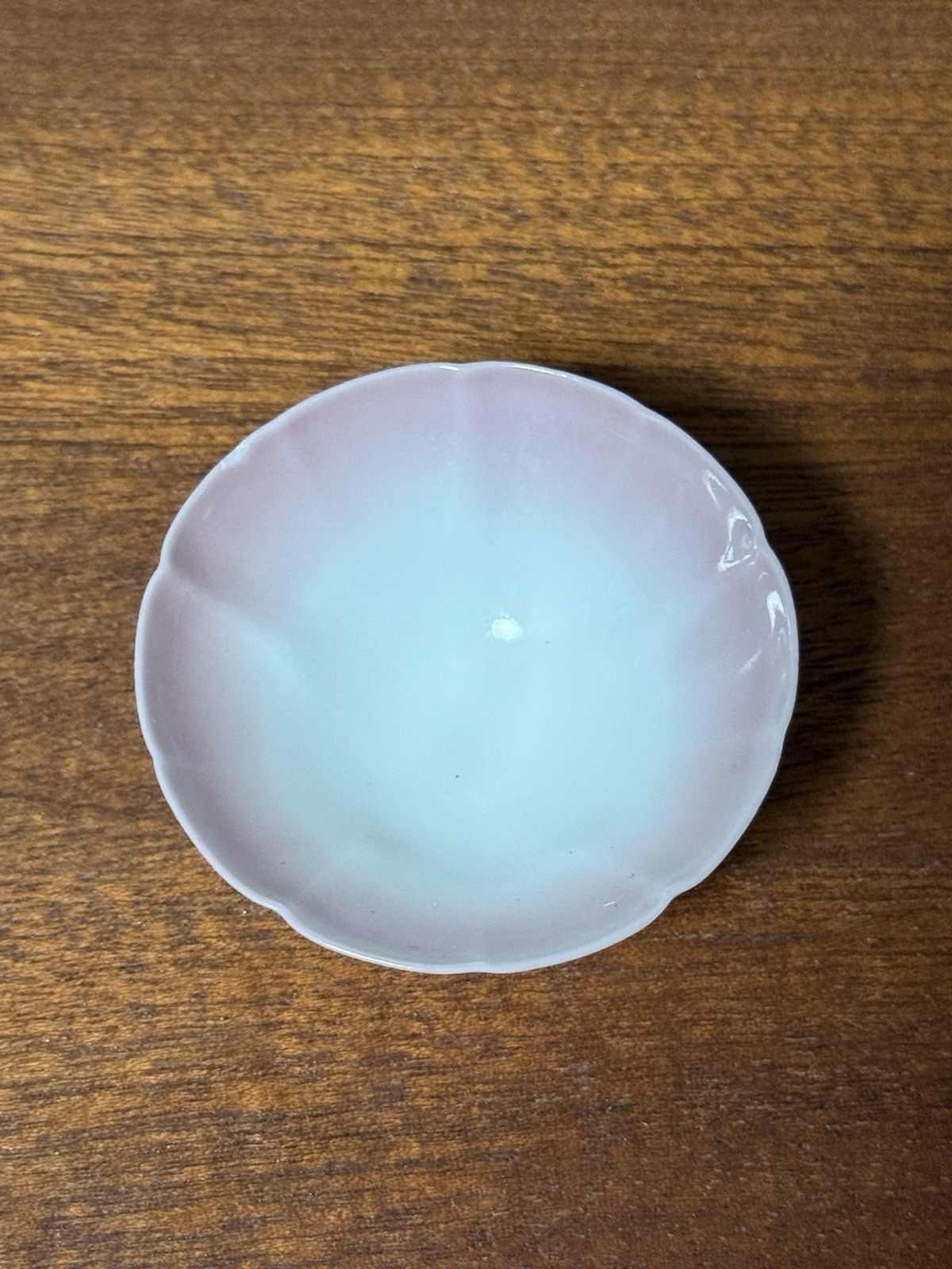 Chinese Porcelain Brush Washer Dish Pink Blue Matte Glaze 3in #2