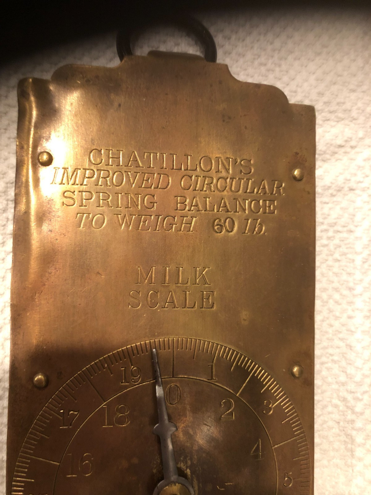 Antique Large Chatillon’s Milk Scale Improved Circular Spring Balance. 60lbs