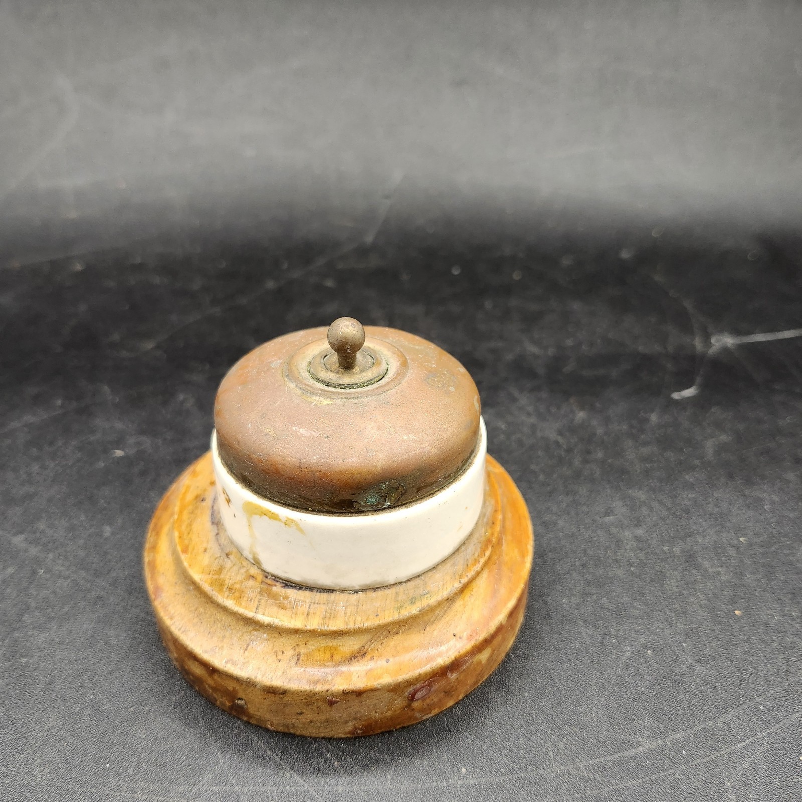 ANTIQUE Brass Ceramic Dolly Toggle Dome Light Switch 1 Way