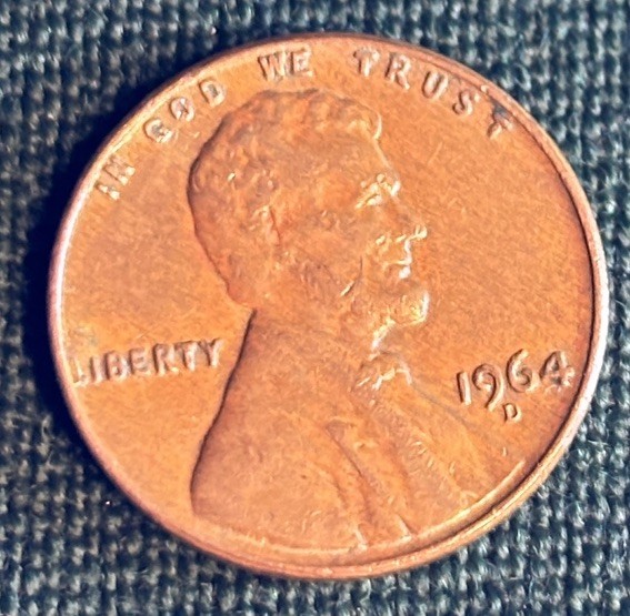 1964 D Lincoln penny “L” Liberty on rim error.