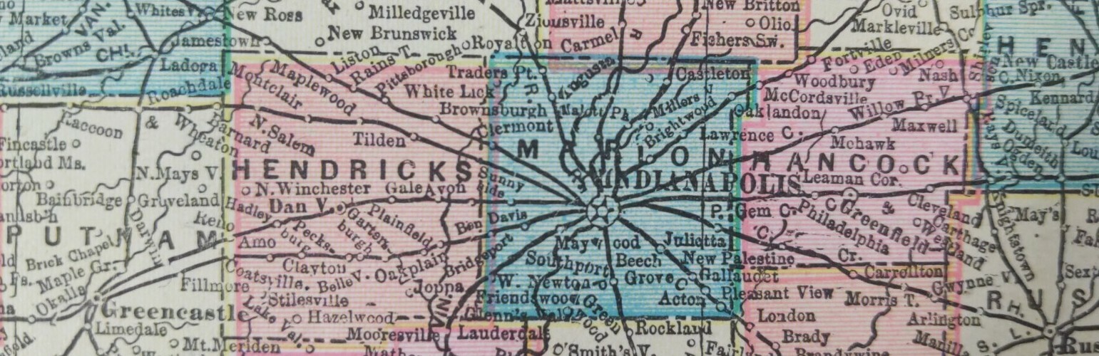 Vintage 1902 INDIANA Map 11″x14″ Old Antique Original FORT WAYNE LOGANSPORT IN