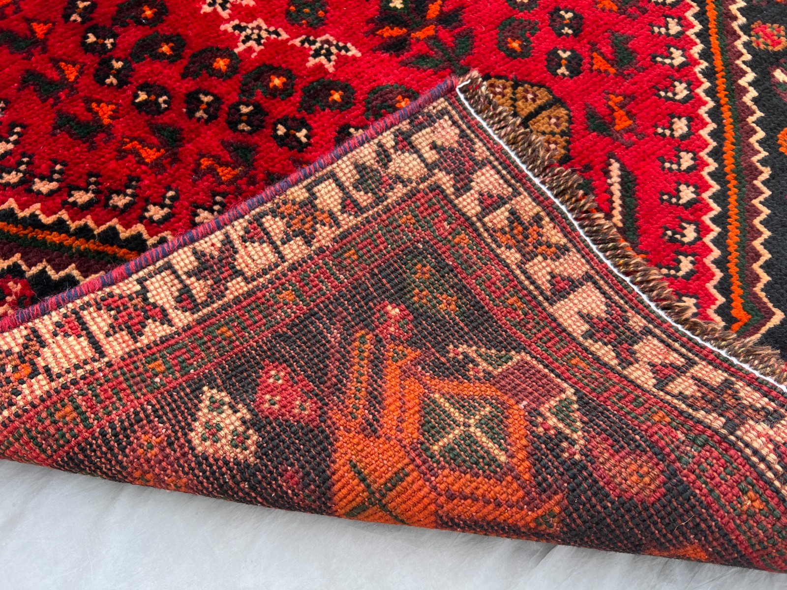 Red turkish 3x10ft Vintage Hand Knotted Wool Runner Rug Tribal Medallion Carpet