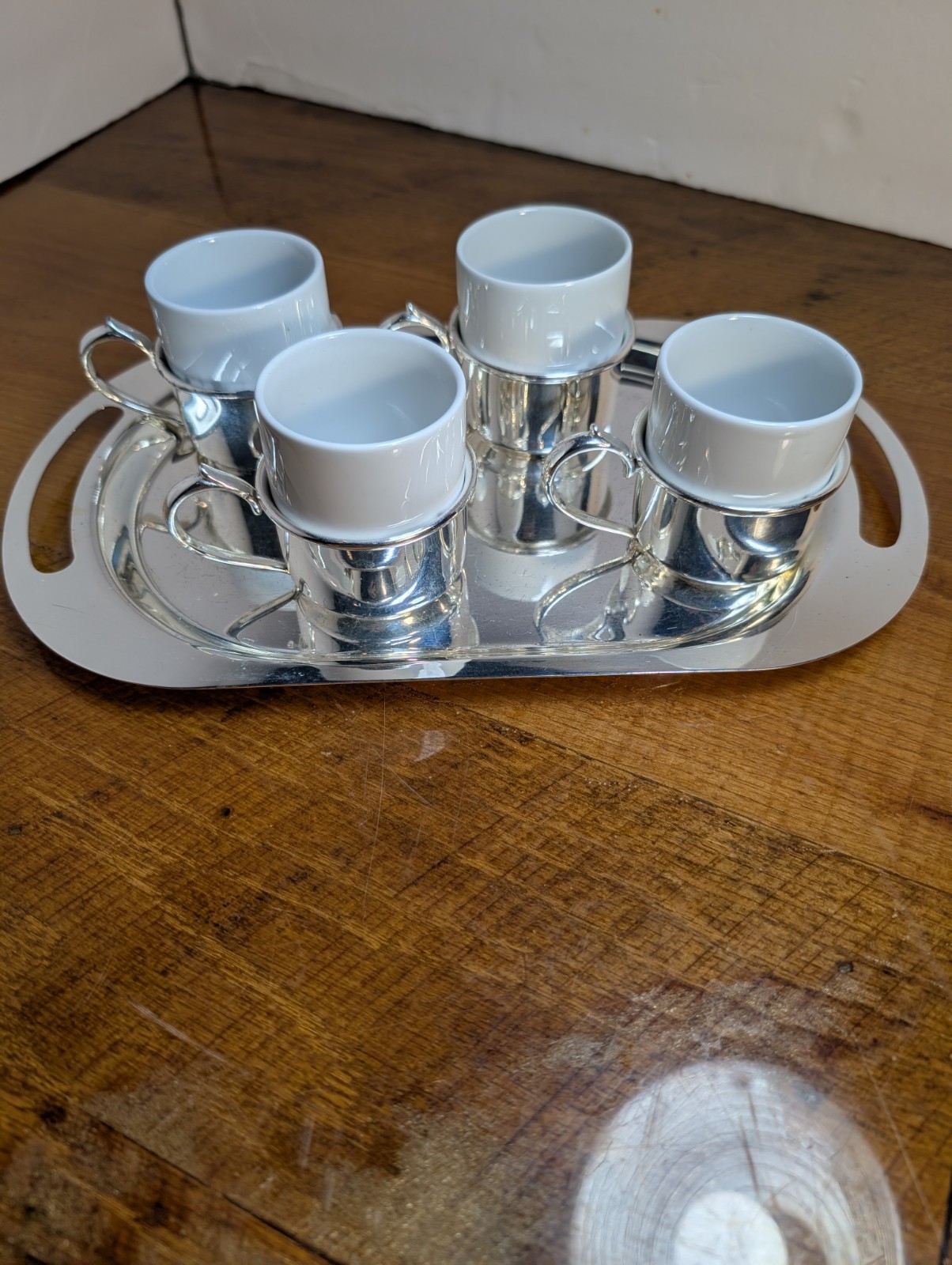 Silver Plated Expresso Cups With Serving Tray/Italy/Tognana/Vintage