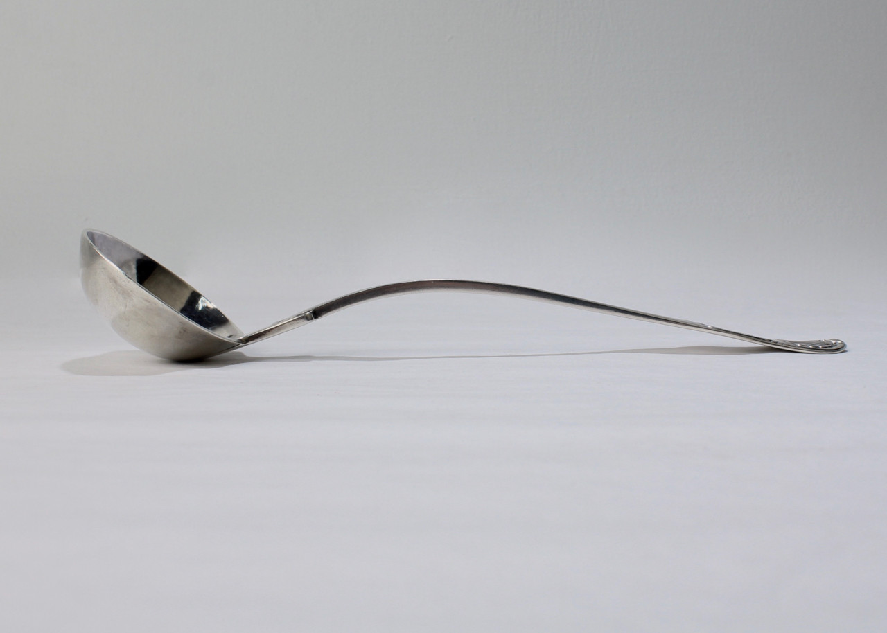 Fine 19C A.E. Warner Baltimore Coin Silver Kings Pattern Soup or Punch Ladle.