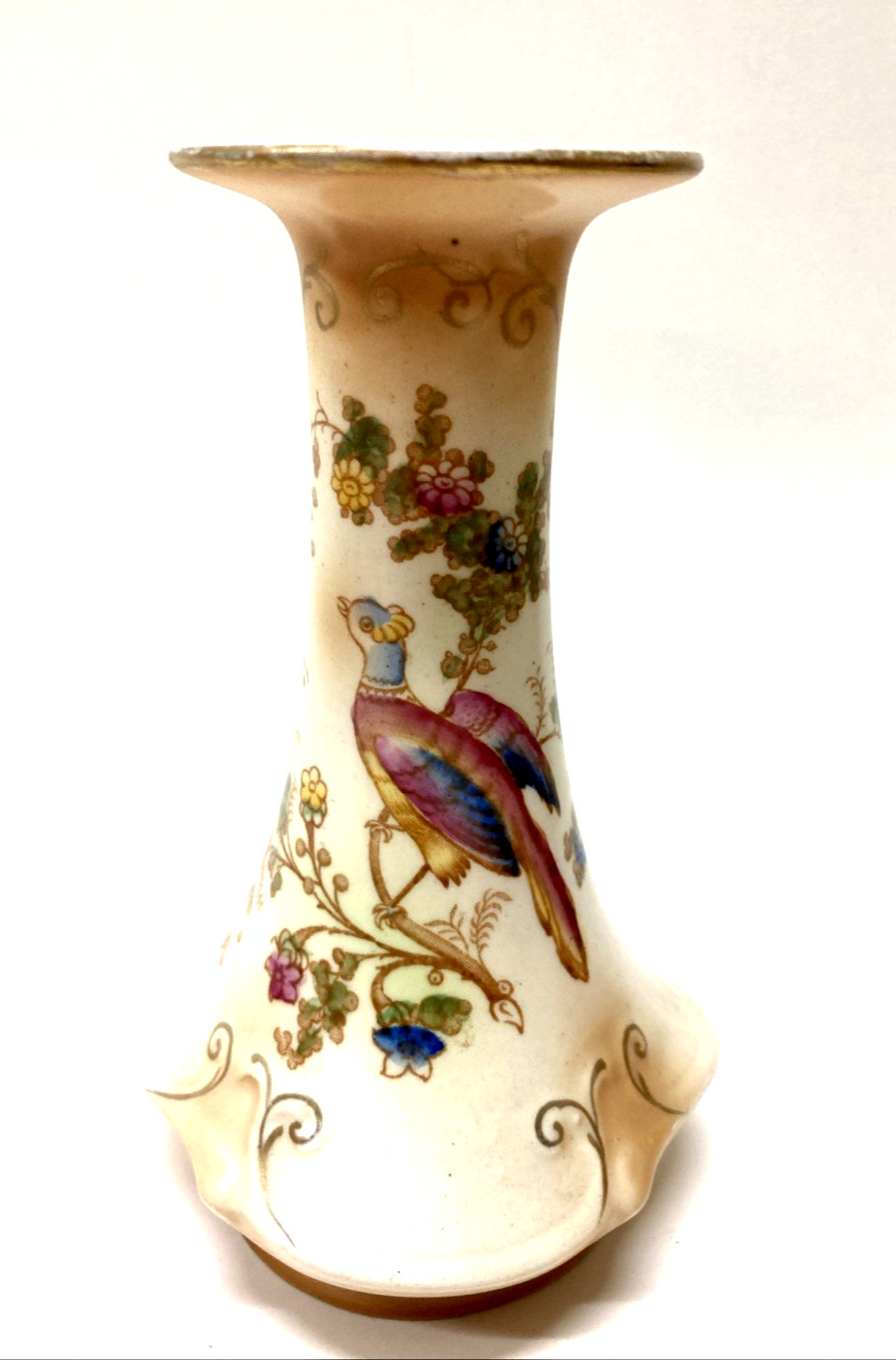 Crown Ducal Ware Antique Bird of Paradise Motif Taper Candle Holder England