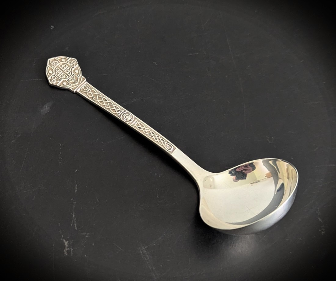 Vintage Scottish Silver Iona Celtic Cross Ladle Spoon Cooper Brothers & Sons