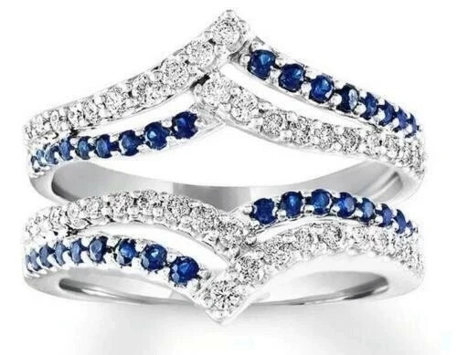 2.00Ct Round Cut Lab Created Sapphire Women Enhancer Ring 14k White Gold Plated