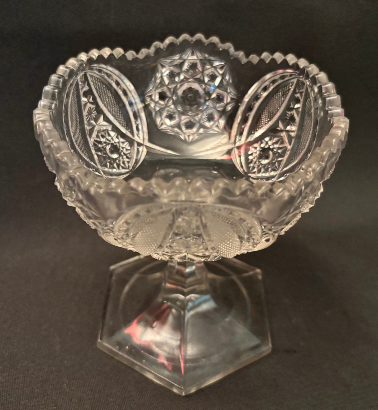 EAPG Antique Pattern TOGO JELLY COMPOTE Bismarck Star Indiana Glass Twin Feather