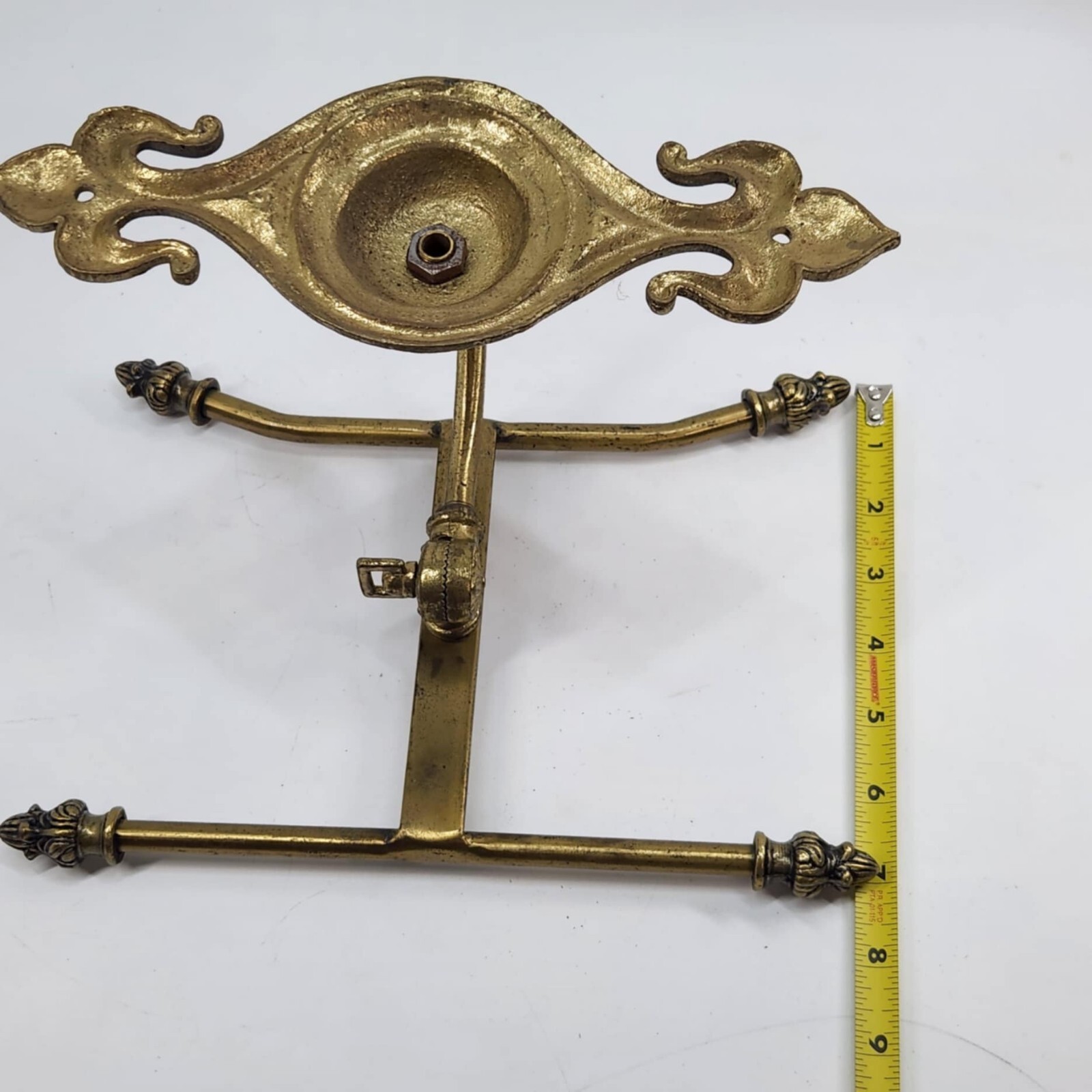 Antique Victorian Solid Brass Hat Coat Rack Hall Tree Wall Mount Early 1900s DB