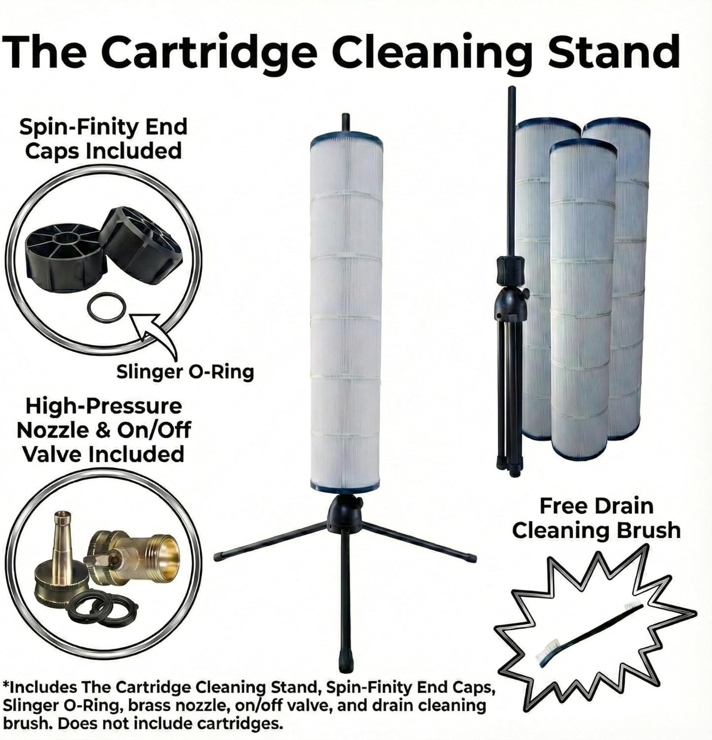 Rotating Pool Filter Cleaning Stand PRO – Ergonomic Metal Tripod Station with Sp