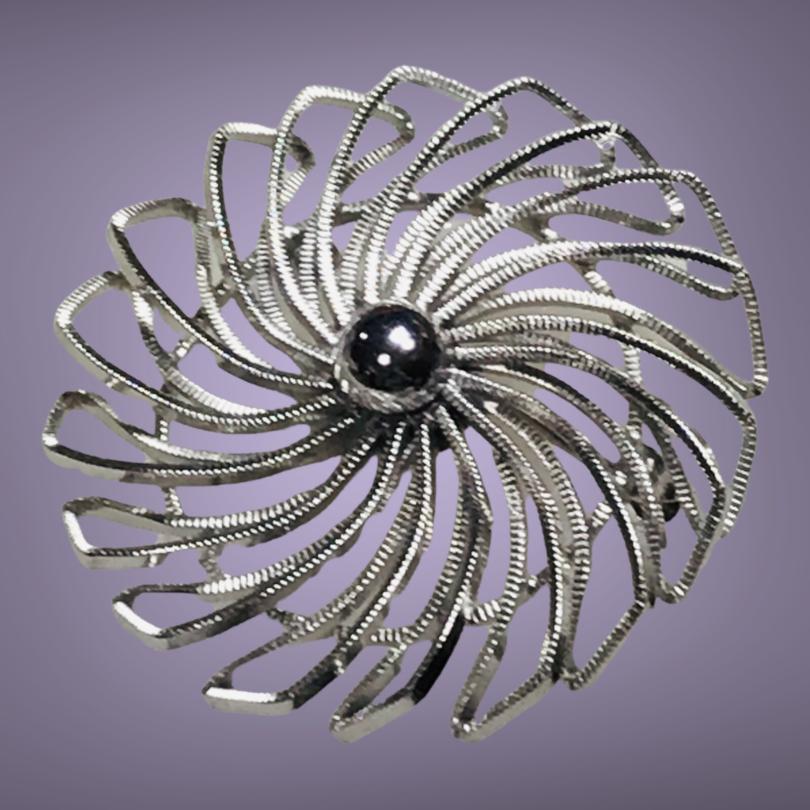 Sterling DeC Paul Decroom Sterling Silver Spiral Star Burst Brooch Pin