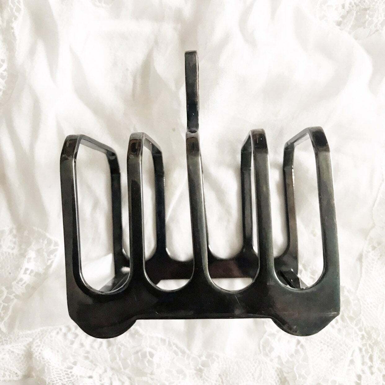 Vintage Silver Plated Metal Elkington England Napkin Phone Holder Toast Rack