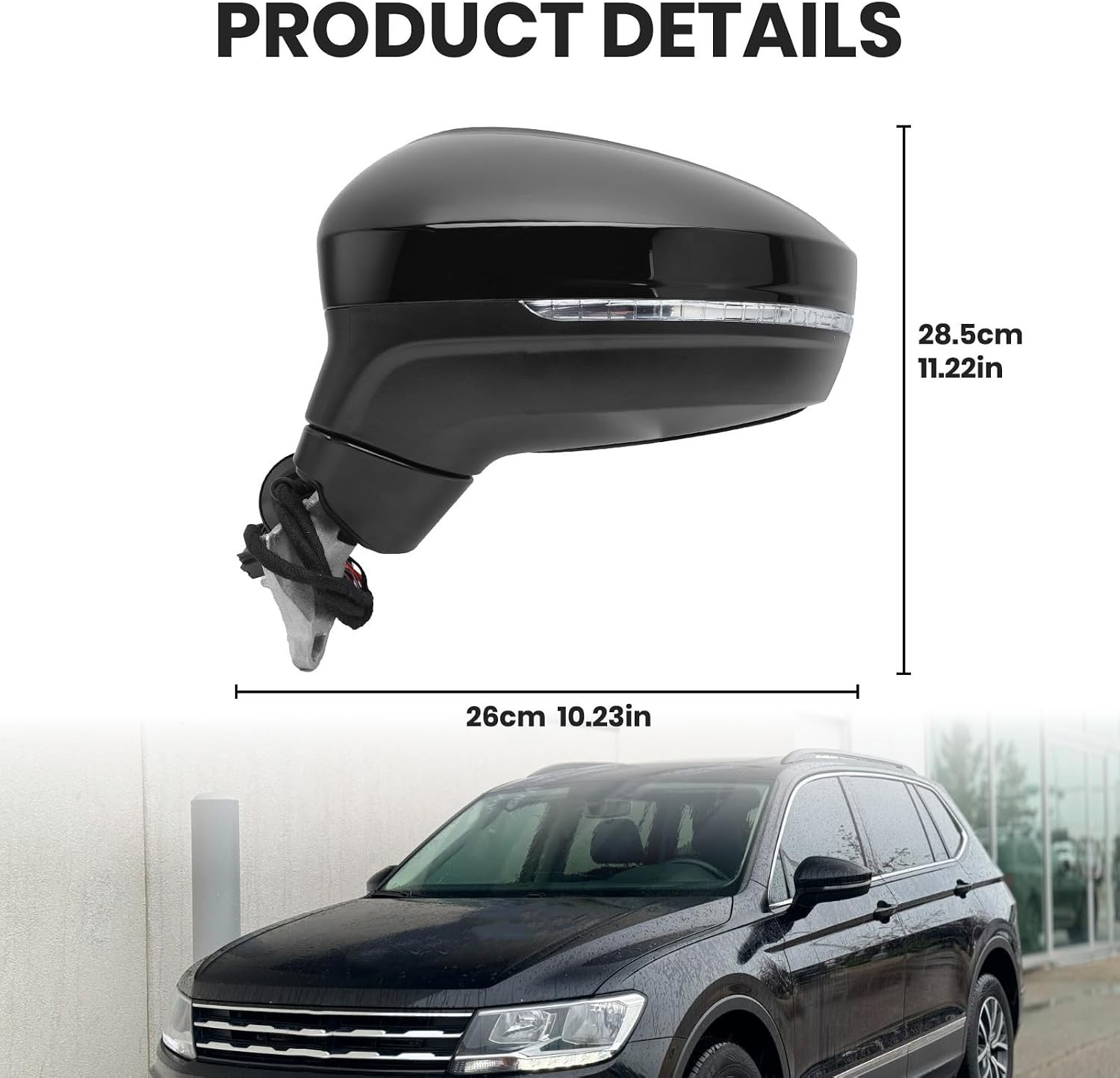 Left Driver Electric Side Mirror Compatible with Volkswagen Tiguan 2018 2019 202