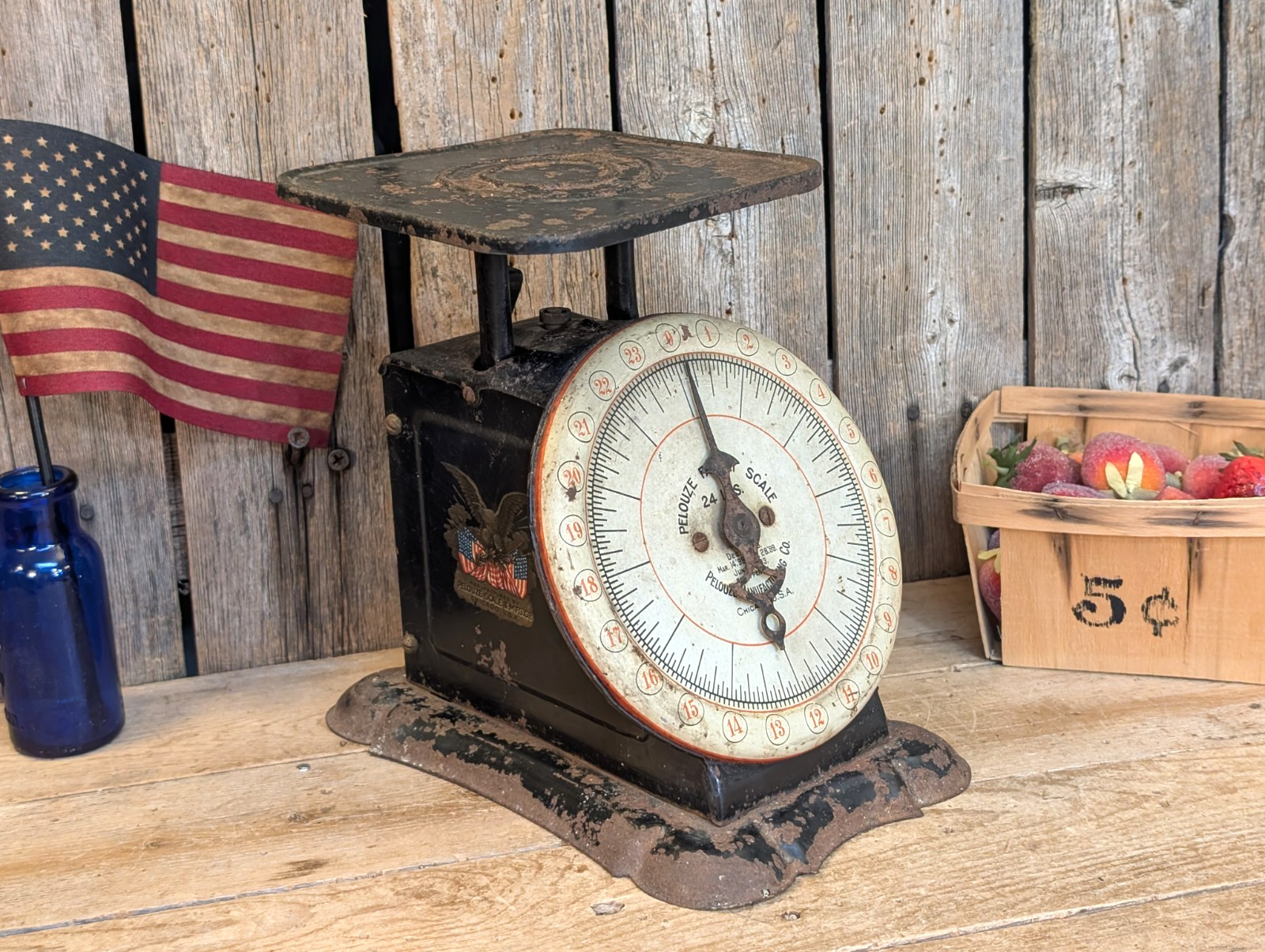 Antique 1903 Rustic Farmhouse Kitchen Scale Patriotic American Eagle Image WORKS