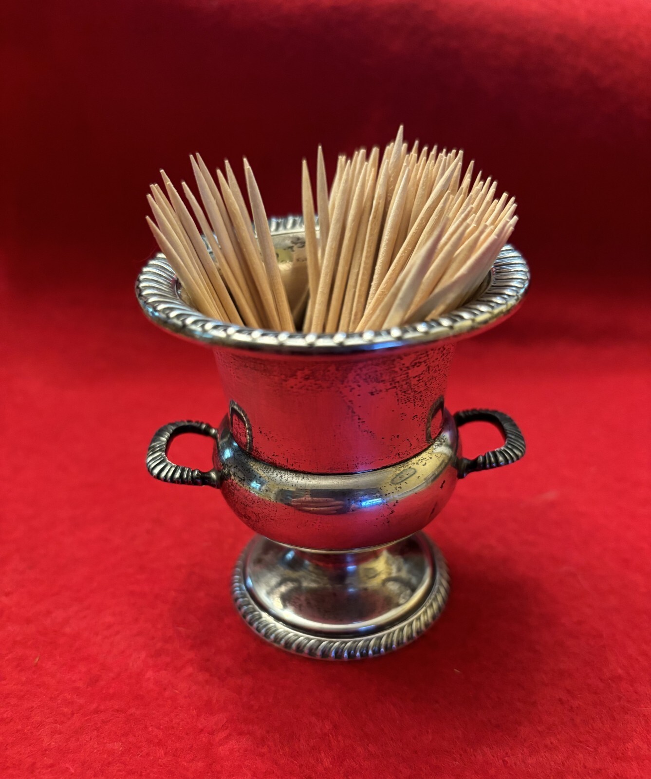 Sterling Silver Vintage Toothpick/Match Holder Urn With Handles by Fisher