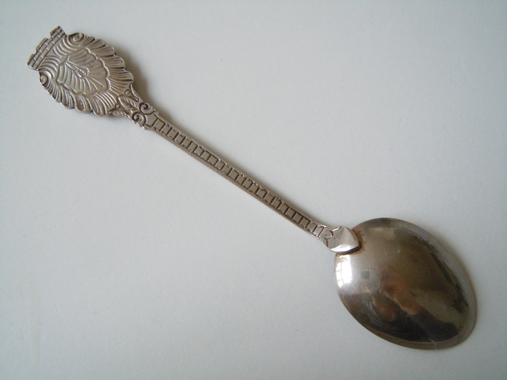 800 Silver Collector Memory Spoon Emblem Email Cochem 0.5oz/4 1/2×0 7/8in