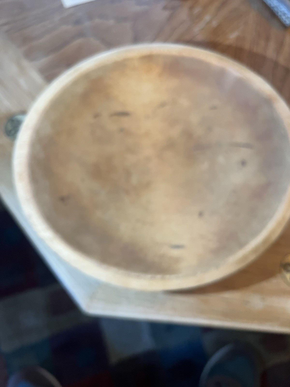 Vtg Munising Primitive 13.5″ Hand Turned Wooden Dough Bowl