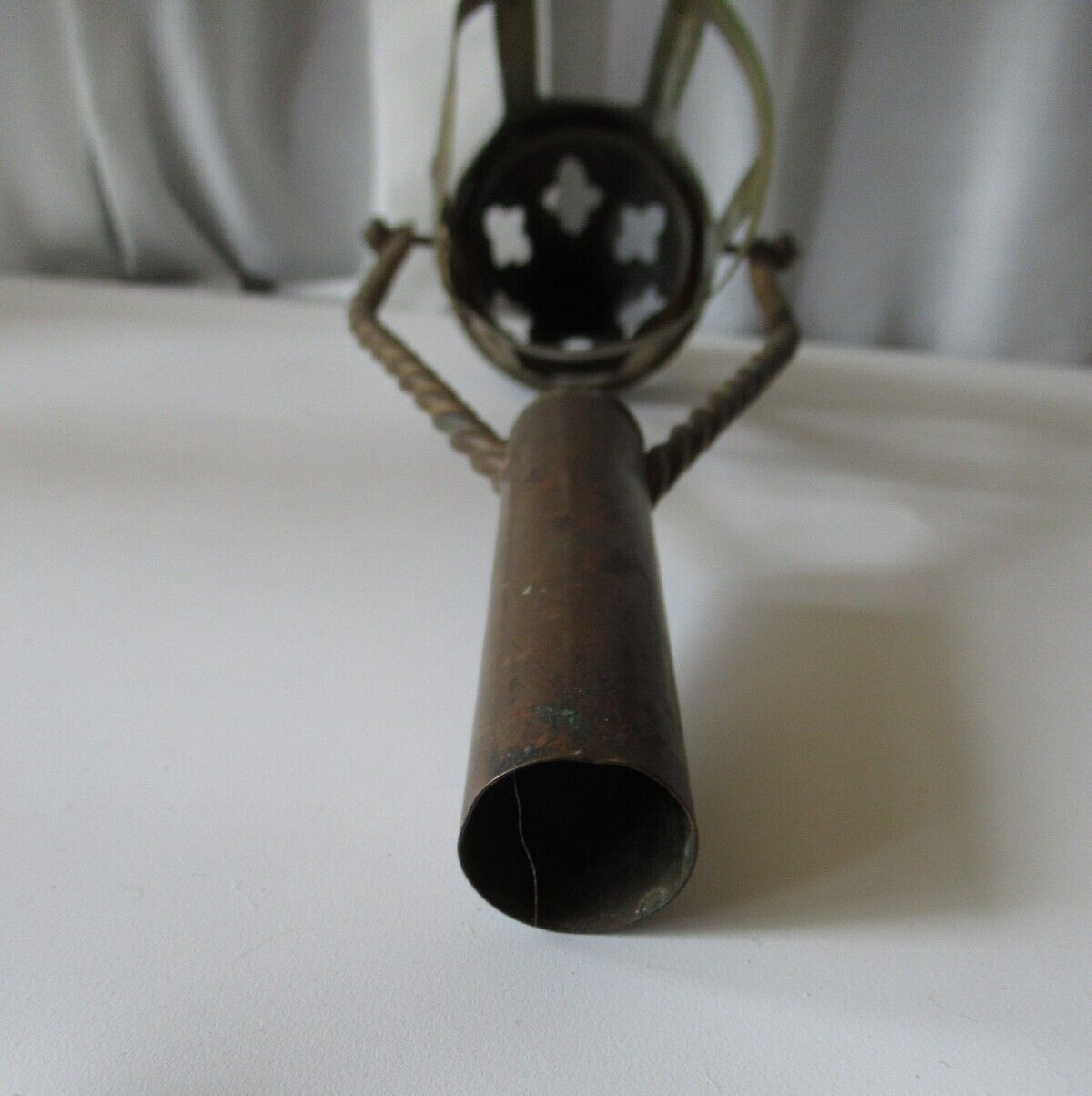 Antique brass Processional Lantern Fleur de lis French cross finial pole mount