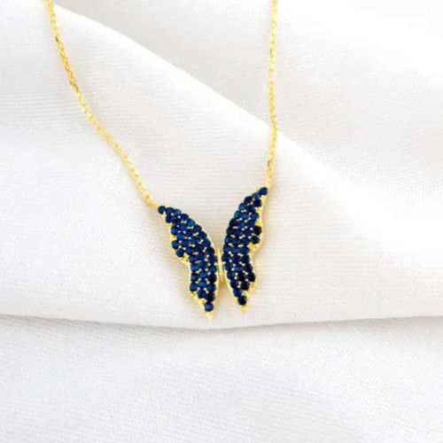 1Ct Round Cut Lab Created Blue Sapphire Women’s Pendant 14K Yellow Gold Plated
