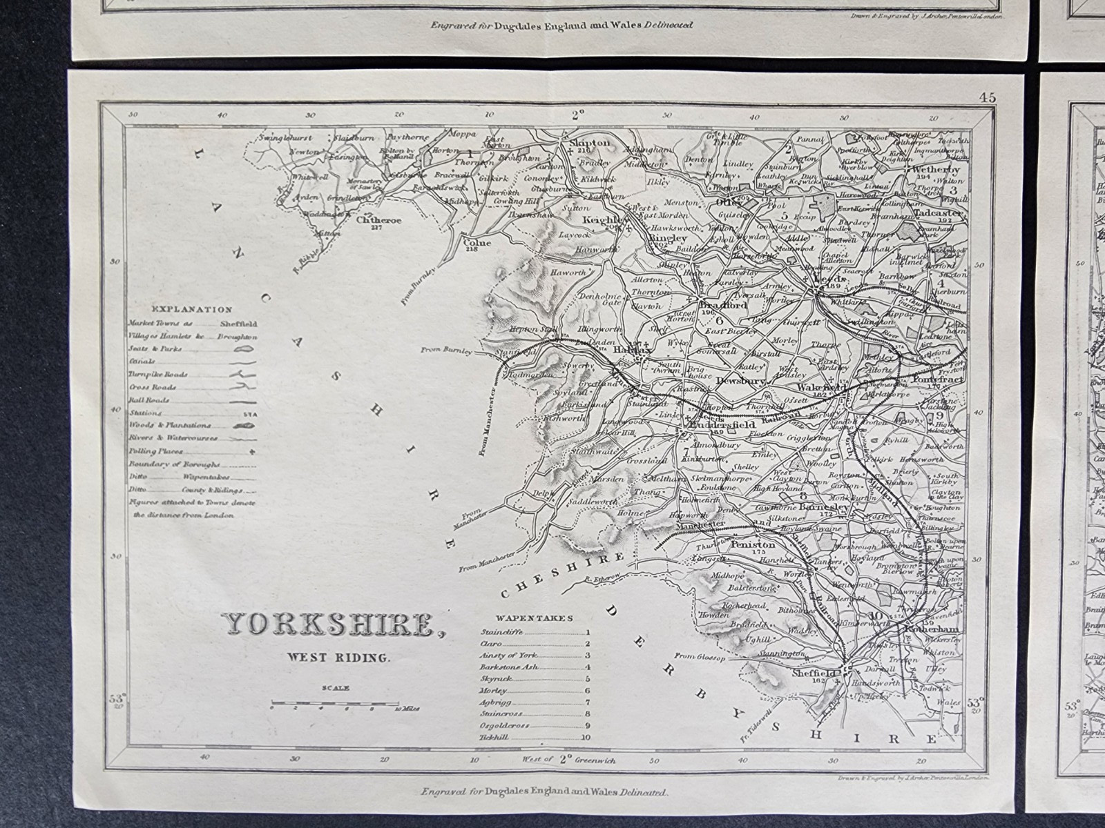 Antique c. 1850 County Map Set – Yorkshire – Joshua Archer