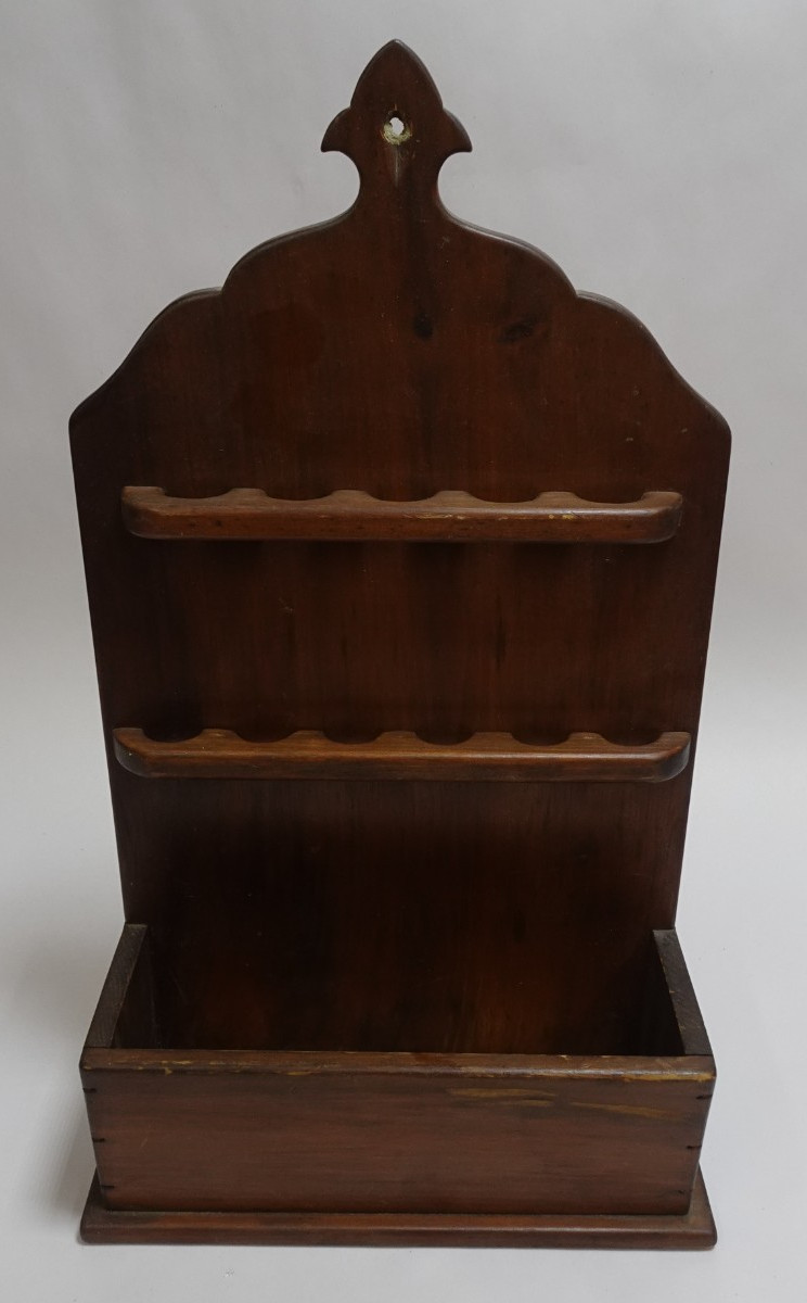 Wooden Wall Hanging Box Spoon Rack 11 Slot 20 1/2″ X 12″ Pocket Tulip Primitive