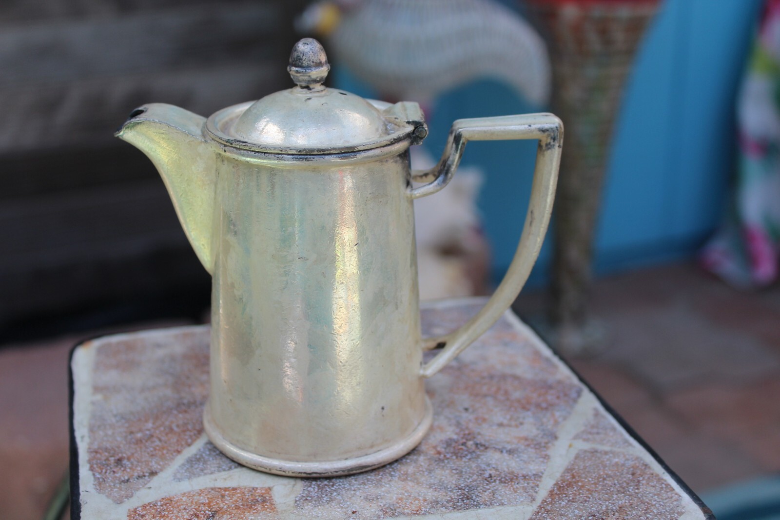 Antique / OLD “Gorham Silver E P Soldered 014734 — 8 oz. ” Creamer with Lid