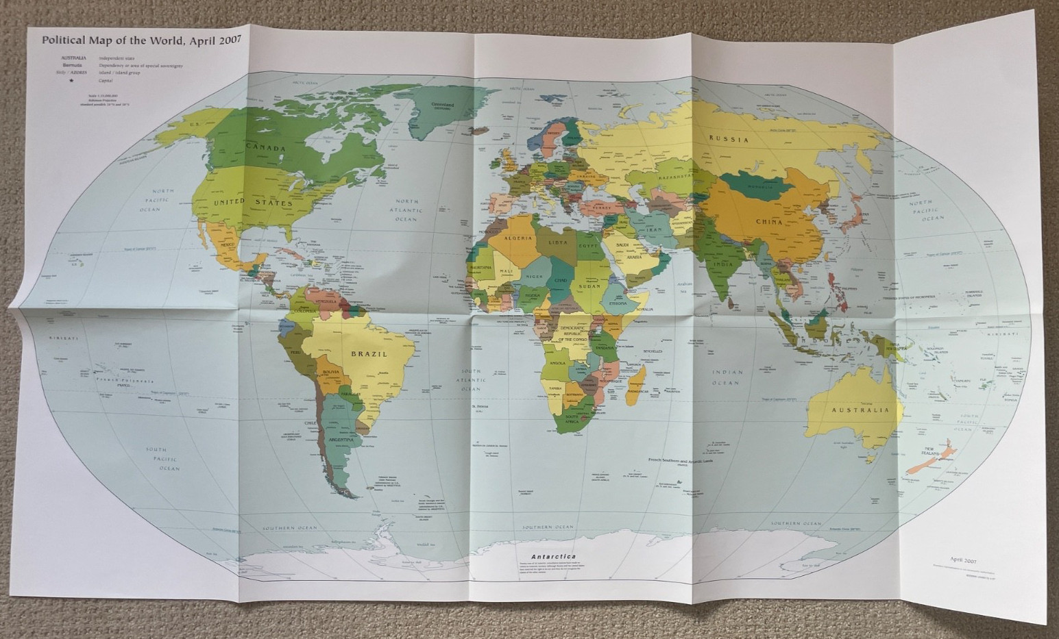 2007 CIA Political Map of the World 22″ x 39″ 803308AI (G00010) 4-07