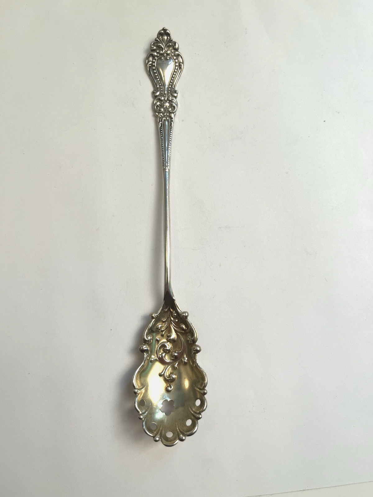 Sterling Silver Gold Wash Olive Spoon 19 Grams No Monogram 6-7/8″ Long L@@k!