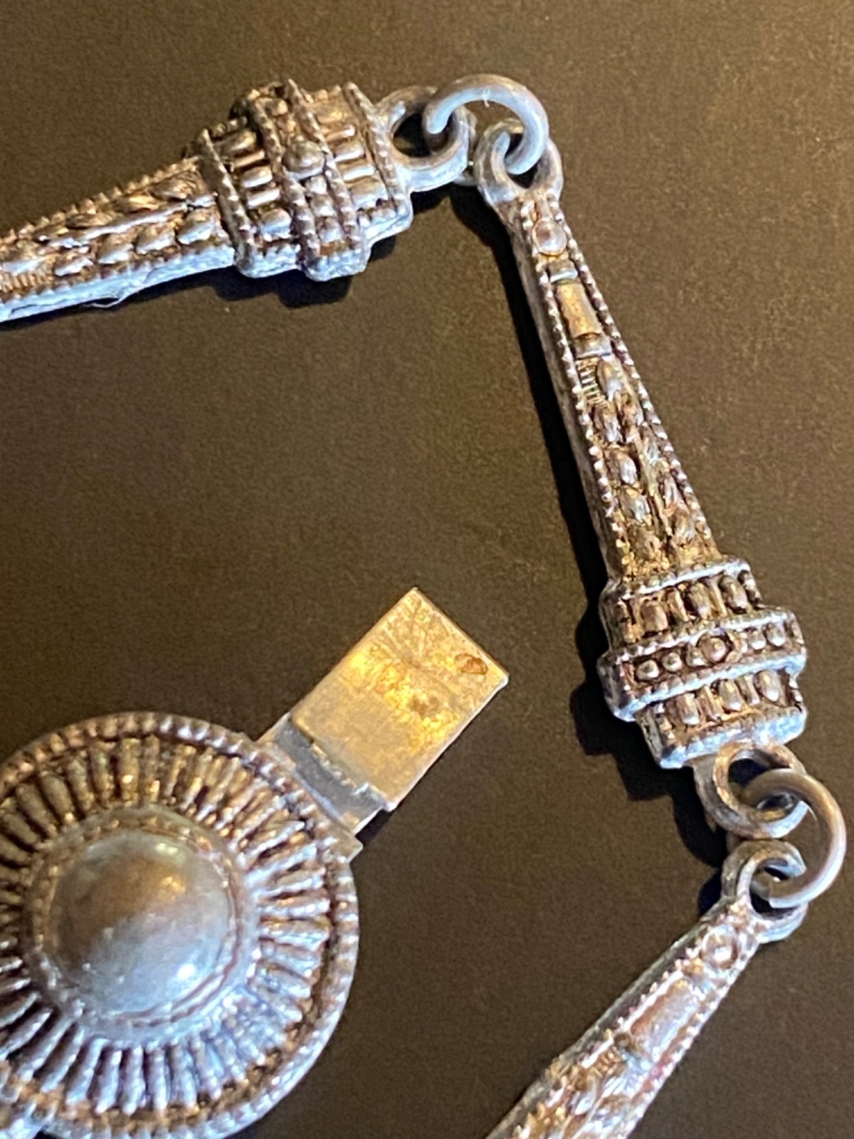 VTG Art Deco Bracelet/Necklace Part Silver-Tone Seattle Space Needle Tower Shape